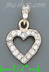 14K Gold Open Heart CZ Charm Pendant - Click Image to Close