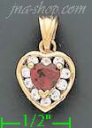 14K Gold Heart CZ Charm Pendant - Click Image to Close