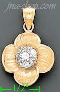 14K Gold Flower CZ Charm Pendant - Click Image to Close