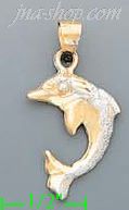 14K Gold Dolphin Charm Pendant - Click Image to Close