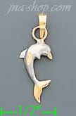 14K Gold Dolphin Charm Pendant - Click Image to Close