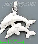 14K Gold Dolphin Charm Pendant - Click Image to Close