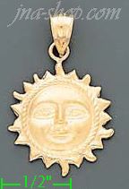 14K Gold Sun Charm Pendant - Click Image to Close