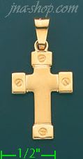 14K Gold Fancy Cross Charm Pendant - Click Image to Close