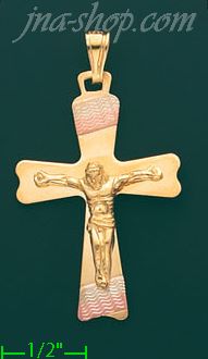 14K Gold Crucifix Fancy Cross Charm Pendant - Click Image to Close