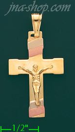 14K Gold Crucifix Fancy Cross Charm Pendant - Click Image to Close