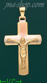 14K Gold Crucifix Fancy Cross Charm Pendant - Click Image to Close