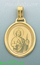 14K Gold Saint Jude Italian Picture Charm Pendant - Click Image to Close