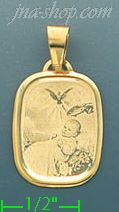 14K Gold Baptism Italian Picture Charm Pendant - Click Image to Close