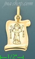14K Gold Divino Niño Scroll Italian Picture Charm Pendant - Click Image to Close