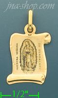 14K Gold Our Lady of Guadalupe Scroll Italian Picture Charm Pend - Click Image to Close
