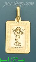 14K Gold Divino Niño w/Greek Design Edge Italian Picture Charm P - Click Image to Close