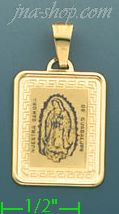 14K Gold Our Lady of Guadalupe Greek Design Edge Italian Picture - Click Image to Close