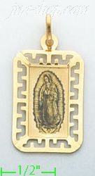 14K Gold Virgin of Guadalupe Italian Picture Charm Pendant - Click Image to Close