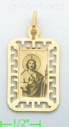 14K Gold Saint Jude Italian Picture Charm Pendant - Click Image to Close