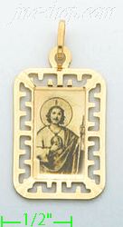 14K Gold Saint Jude Italian Picture Charm Pendant - Click Image to Close