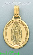 14K Gold Virgin of Guadalupe Italian Picture Charm Pendant - Click Image to Close