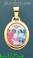 14K Gold Baptism Picture Charm Pendant - Click Image to Close