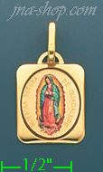 14K Gold Our Lady of Guadalupe Picture Charm Pendant - Click Image to Close