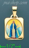 14K Gold Virgin Mary Picture Charm Pendant - Click Image to Close