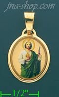 14K Gold Saint Jude Picture Charm Pendant - Click Image to Close