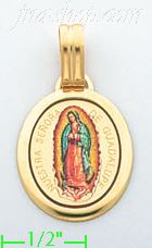 14K Gold Our Lady of Guadalupe Picture Charm Pendant - Click Image to Close