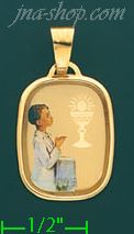 14K Gold First Communion Picture Charm Pendant - Click Image to Close