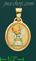 14K Gold Child Angel Picture Charm Pendant - Click Image to Close