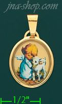 14K Gold Child Angel w/Lamb Picture Charm Pendant - Click Image to Close
