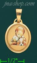 14K Gold Child w/Puppy Picture Charm Pendant - Click Image to Close