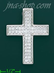 14K Gold Fancy CZ Cross Charm Pendant - Click Image to Close