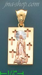 14K Gold Virgin of Guadalupe CZ Charm Pendant - Click Image to Close