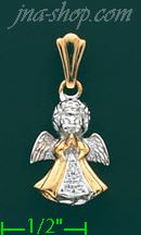14K Gold Praying Child Angel CZ Charm Pendant - Click Image to Close