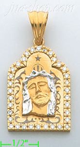 14K Gold Jesus Christ CZ Charm Pendant - Click Image to Close