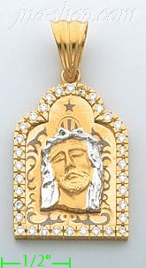 14K Gold Jesus Christ CZ Charm Pendant - Click Image to Close