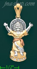 14K Gold Divne Infant Jesus CZ Charm Pendant - Click Image to Close