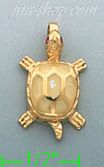 14K Gold Turtle CZ Charm Pendant - Click Image to Close