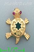 14K Gold Turtle CZ Charm Pendant - Click Image to Close