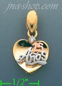 14K Gold 15 Años Heart CZ Charm Pendant - Click Image to Close