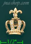 14K Gold Crown CZ Charm Pendant - Click Image to Close