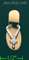 14K Gold Sandal CZ Charm Pendant - Click Image to Close