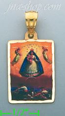 14K Gold Virgin of San Juan Picture Charm Pendant - Click Image to Close