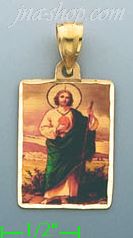 14K Gold Saint Jude Picture Charm Pendant - Click Image to Close