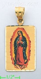 14K Gold Virgin of Guadalupe Picture Charm Pendant - Click Image to Close