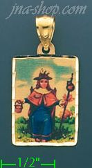 14K Gold Santo Niño de Atocha Picture Charm Pendant - Click Image to Close