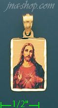 14K Gold Sacred Heart of Jesus Picture Charm Pendant - Click Image to Close