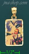14K Gold Baptism Picture Charm Pendant - Click Image to Close