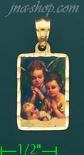 14K Gold Guardian Angel Picture Charm Pendant - Click Image to Close