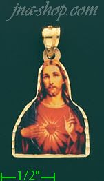 14K Gold Sacred Heart of Jesus Picture Charm Pendant - Click Image to Close