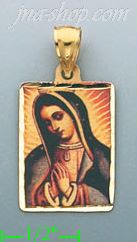 14K Gold Virgin of Guadalupe Picture Charm Pendant - Click Image to Close